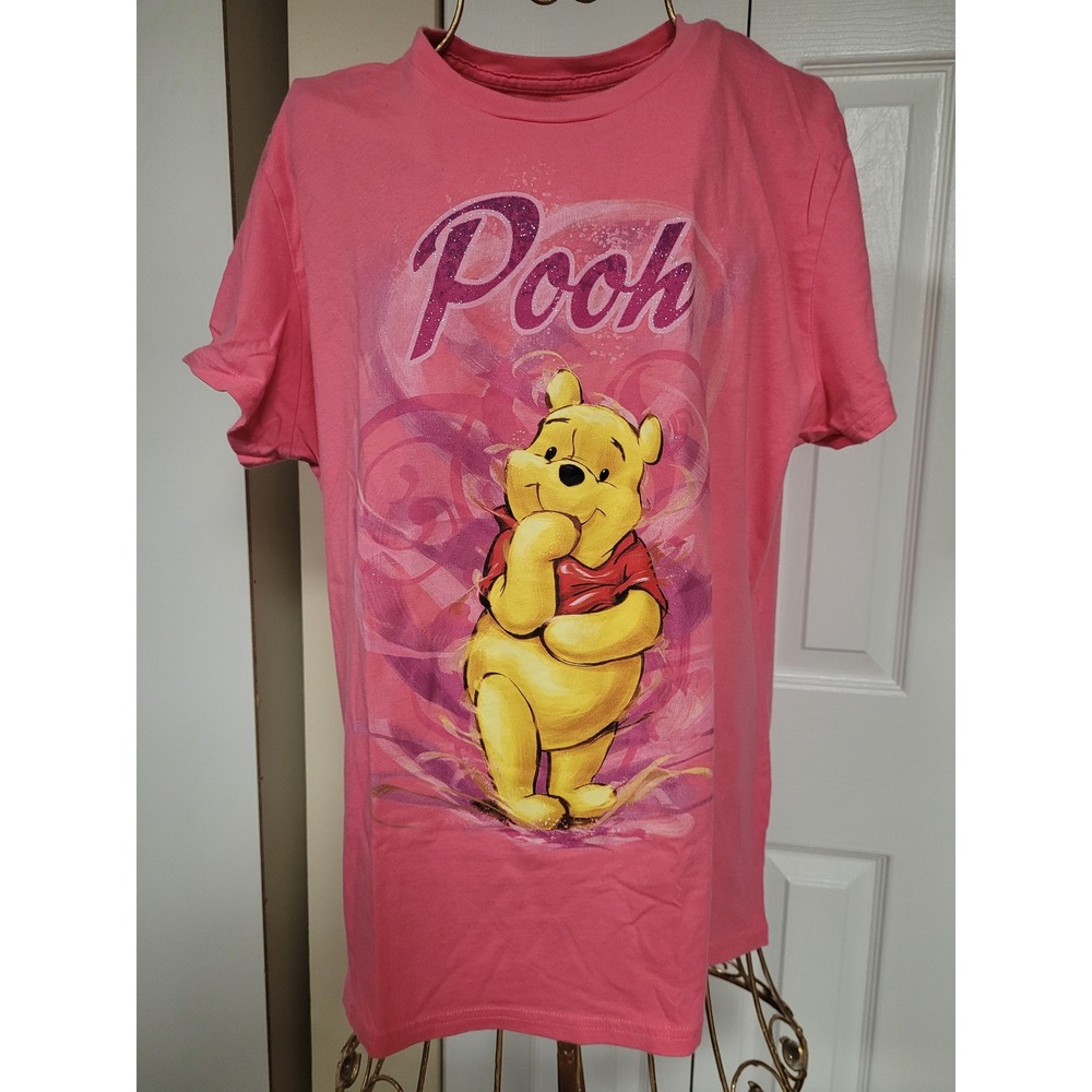Disney Store Winnie the Pooh Pink Graphic T-Shirt XL Cotton Short Sleeve